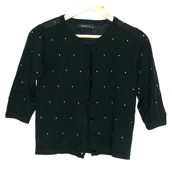 modstrom Jackets & Blazers - Black Virgin wool knit jacket with gold studs XS